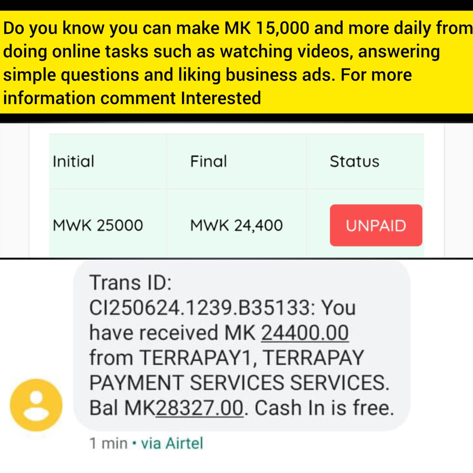 VumaQash Payment Proof