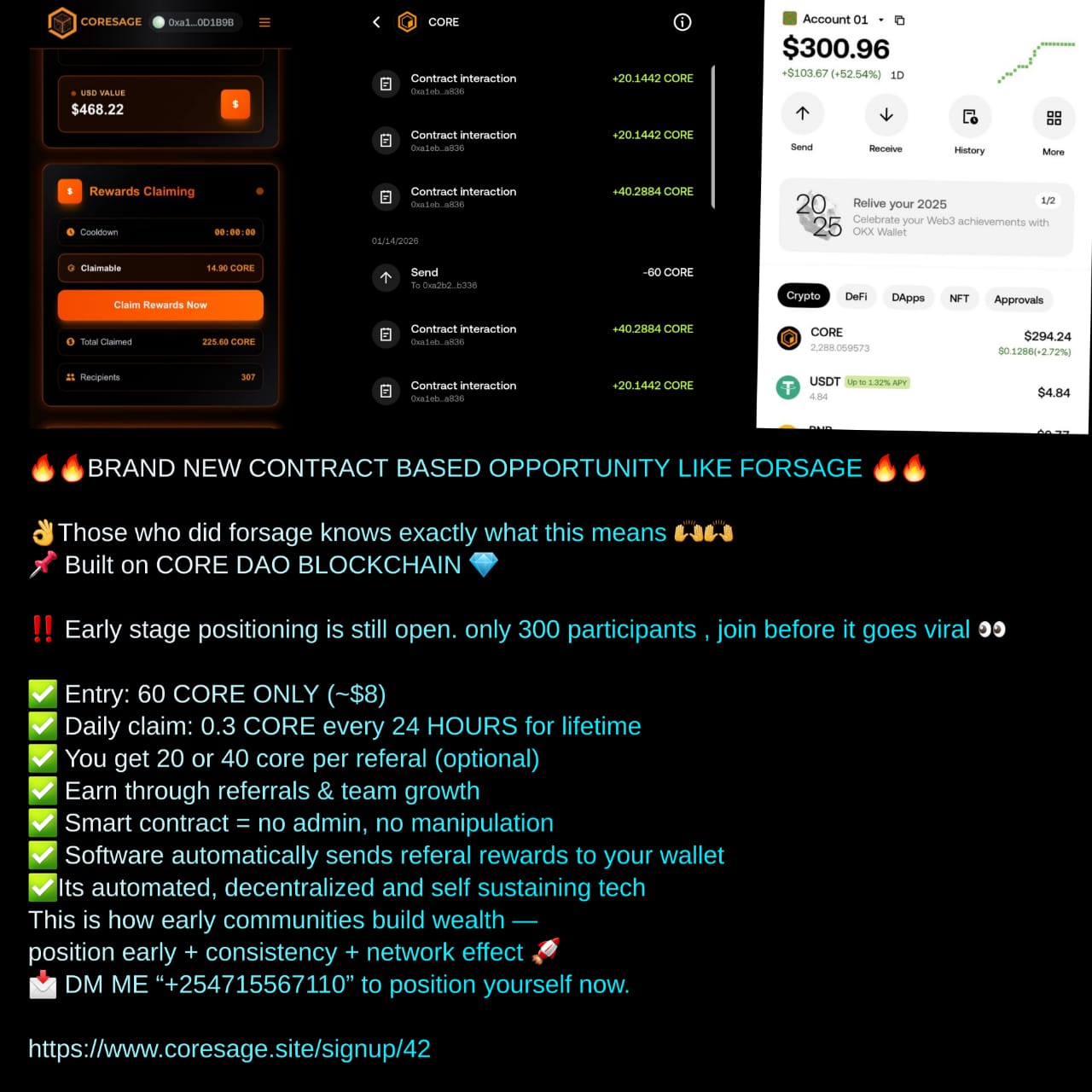 CORESAGE: DECENTRALIZED WEALTH BUILDING ON CORE DAO BLOCKCHAIN